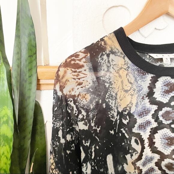 CAbi Snake skin sheer long sleeves top SMALL - Picture 2 of 8